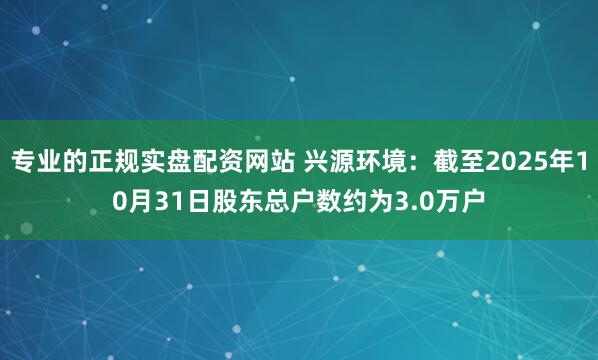 专业的正规实盘配资网站 兴源环境:截至2025年10月31日股东总户数约为3.0万户